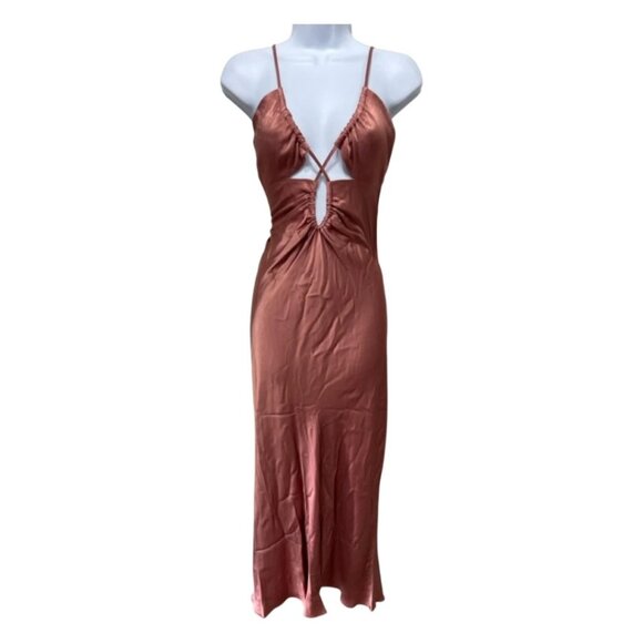 NEW NWT Shona Joy by Free People Angelica Keyhole Lace Front Midi Dress Size 8 - Picture 10 of 12